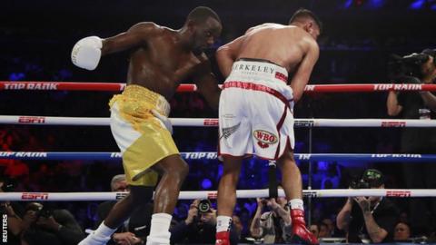 A left hook to Khan's groin brought a premature end to the contest