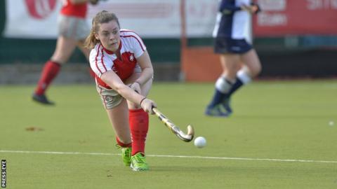 Ruth Maguire of Pegasus in action against North Down in the Irish Senior Cup
