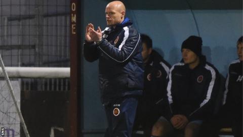 Brown Ferguson in the Stenhousemuir dugout