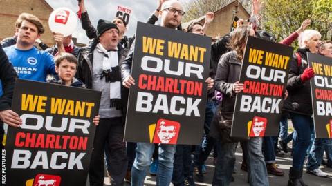 Charlton supporters protest