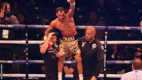 Kal Yafai celebrates defeating Sho Ishida to defend his WBA Super-Flyweight Championship