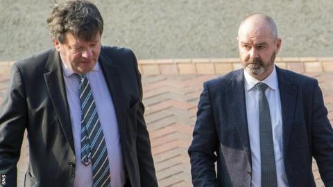 Steve Clarke arrived at Hampden with his lawyer just before 09:00 BST