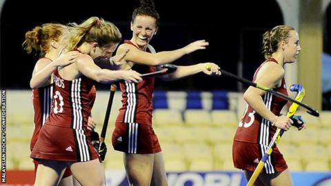 hockey wales scotland celebrating whitewash test team series over