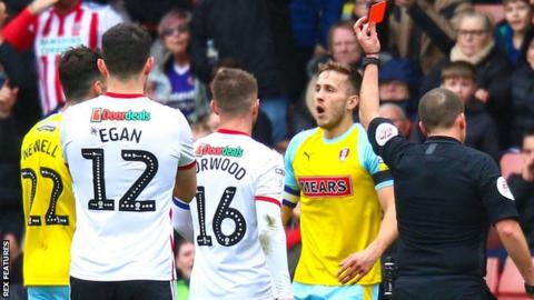 Rotherham's Will Vaulks is sent off