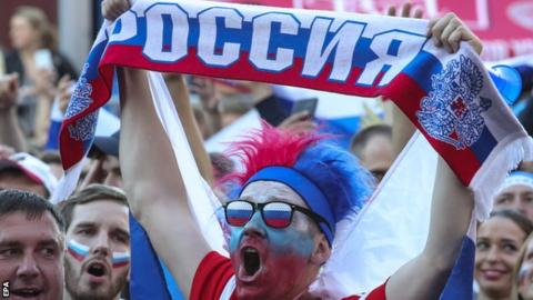 Russia supporters celebrating during the World Cup, which they hosted