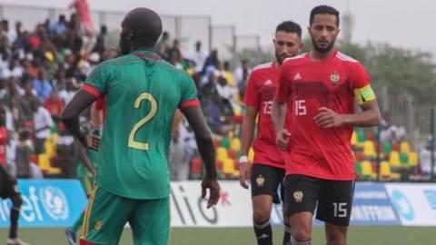 Ahmed Al Trbi in action for Libya against Mauritania