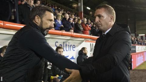 Aberdeen manager Derek McInnes and Celtic counterpart Brendan Rodgers