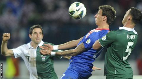 Joe Allen and Darcy Blake in action for Wales against Croatia