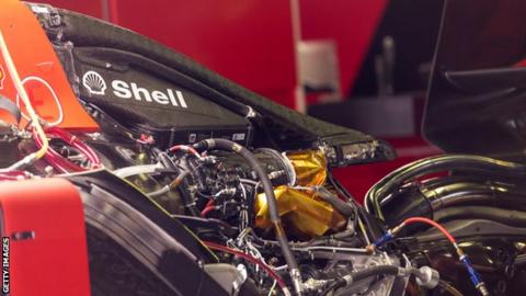 A Ferrari F1 car engine