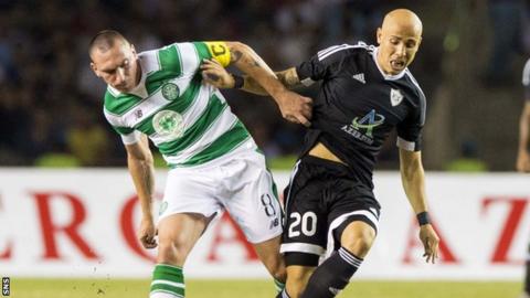 Celtic captain Scott Brown was exuberant in his celebrations after the final whistle
