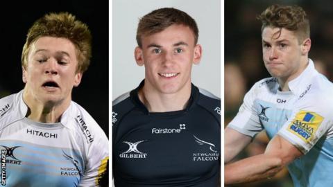 Newcastle Falcons Brett Connon, Dan Marshall and Tom Penny