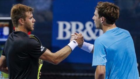 Ryan Harrison and Cameron Norrie shake hands