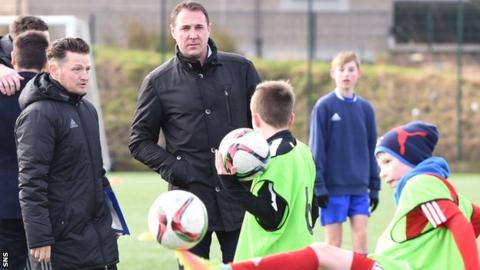 Coach James Grady and SFA performance director Malky Mackay