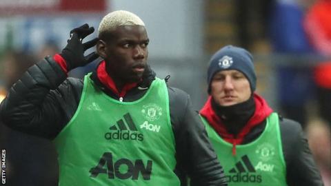 Paul Pogba and Bastian Schweinsteiger in February 2017