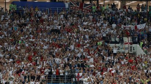 England fans at Wednesday's defeat by Croatia