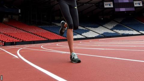 Athlete on running track
