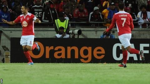Captain Ammar Jemal scores the equaliser in the first leg in Soweto