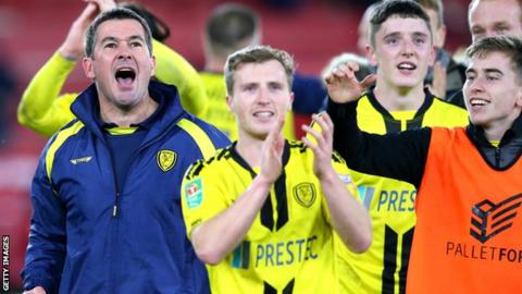Burton Albion celebrate beating Middlesbrough