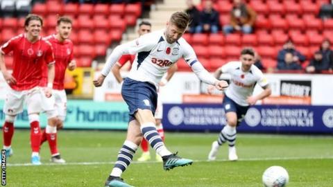 Two of Paul Gallagher's three goals this season have come from his unique routine on the penalty spot