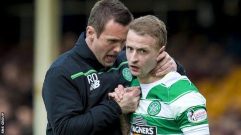 Celtic manager Ronny Deila with striker Leigh Griffiths