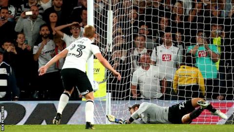Matej Vydra scores for Derby against Preston North End