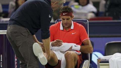 Juan Martin Del Potro Receives Treatment Courtside Juan Martin Del Potro Receives Treatment Courtside