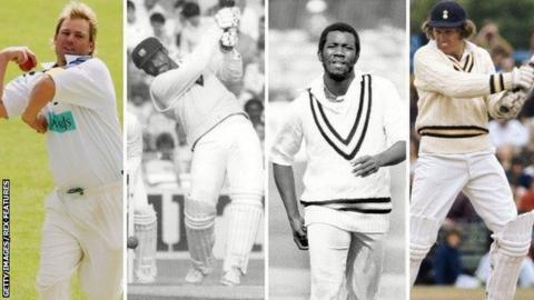 Shane Warne, Gordon Greenidge, Malcolm Marshall and Barry Richards (left to right)