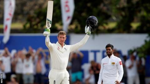 Keaton Jennings celebrates reaching his century