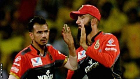 Royal Challengers Bangalore's Yuzvendra Chahal and Moeen Ali