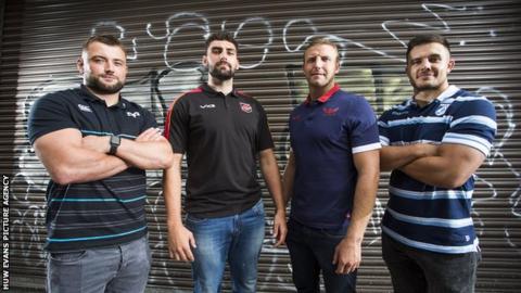 Sam Parry (Ospreys), Cory Hill (Dragons), Hadleigh Parkes (Scarlets), Ellis Jenkins (Cardiff Blues)