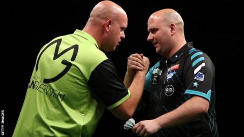 The top eight darts players in the PDC, including world number one Michael van Gerwen, left, and world champion Rob Cross, right, go head-to-head in the Champions League of Darts on Saturday and Sunday