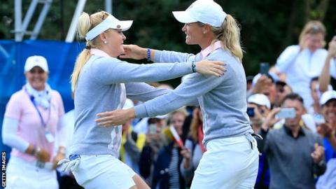 Charley Hull and Suzann Pettersen