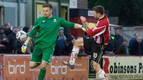 Lincoln keeper Paul Farman was caught short at the back