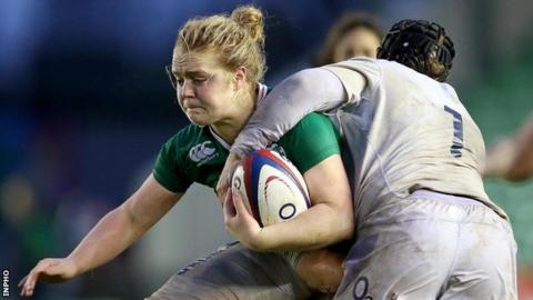 Cliodhna Moloney in action for Ireland against England in November