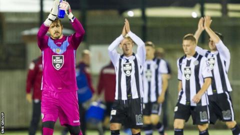 St Mirren players applaud their fans at Galabank