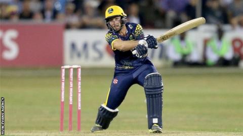 Chris Cooke of Glamorgan hits a huge 6 on the way to victory