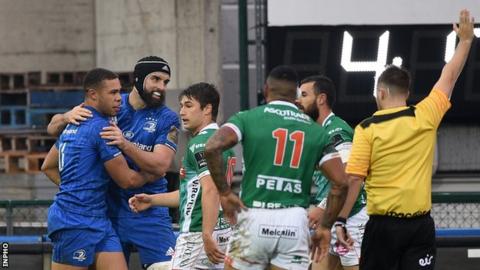 Leinster's Adam Byrne and Scott Fardy