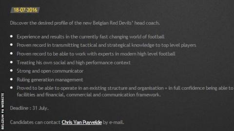 Belgium FA website