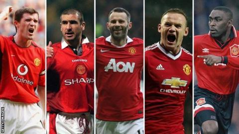 Roy Keane, Eric Cantona, Ryan Giggs, Wayne Rooney, Andy Cole