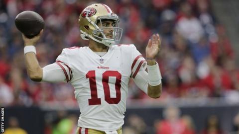 Jimmy Garoppolo in action against the Houston Texans