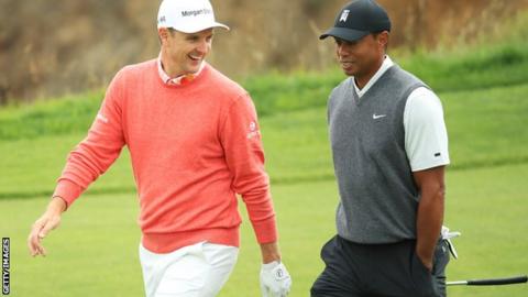 Justin Rose and Tiger Woods
