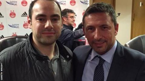 Gareth Wright with Aberdeen Manager Derek McInnes