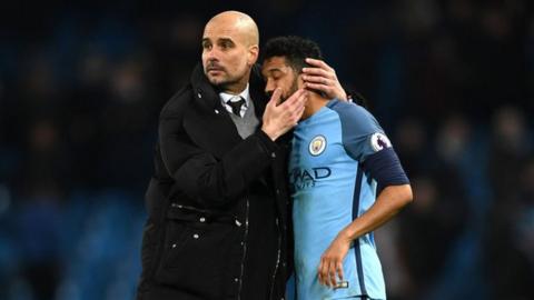 Gael Clichy and Pep Guardiola