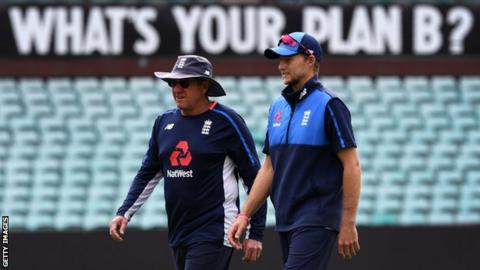England coach Trevor Bayliss and captain Joe Root