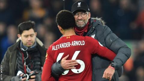 Trent Alexander-Arnold and Jurgen Klopp