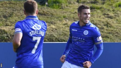 Queen of the South midfielder Josh Todd (right) celebrates scoring