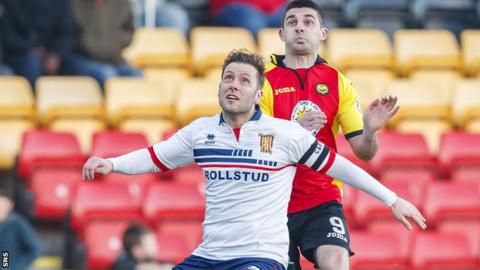 Paul Lawson playing for Formartine United in the Scottish Cup against Partick Thistle