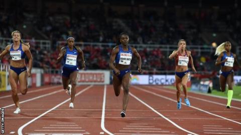 Dina Asher-Smith wins the 200m at the Stockholm Diamond League in May