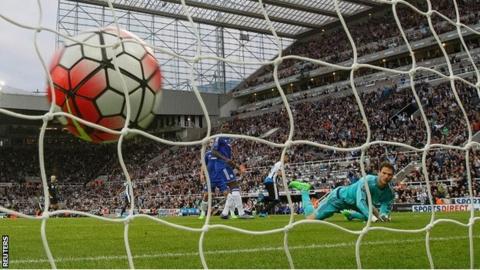Ayoze Perez wheels away after scoring Newcastle's first goal