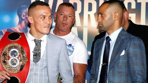 Warrington (left) rubbished Galahad's claim he has faced better fighters in sparring